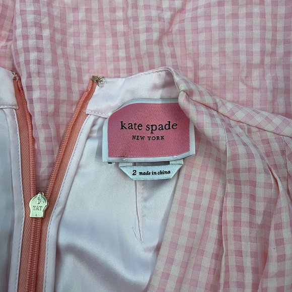 Kate Spade Midi Dress size 2 pink and white checker pattern with pockets! - Picture 8 of 9